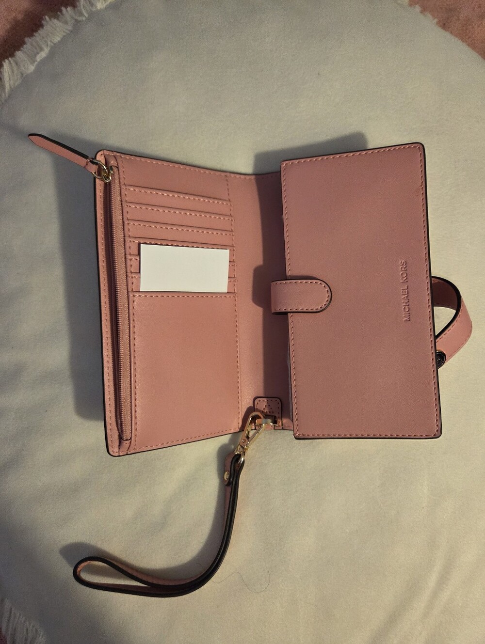 Michael Kors Pink MK Logo Wristlet Phone Clutch - Picture 2 of 3